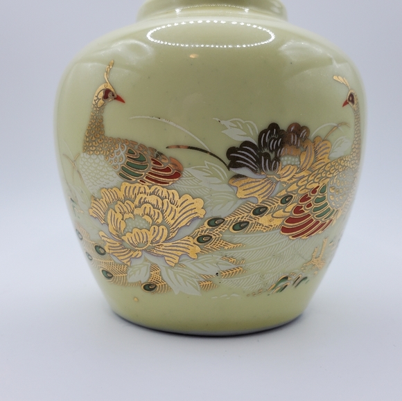Vintage Peacock Design Ginger Jar Vase Urn No Lid 4 Inches Tall Made In Taiwan - Picture 6 of 7